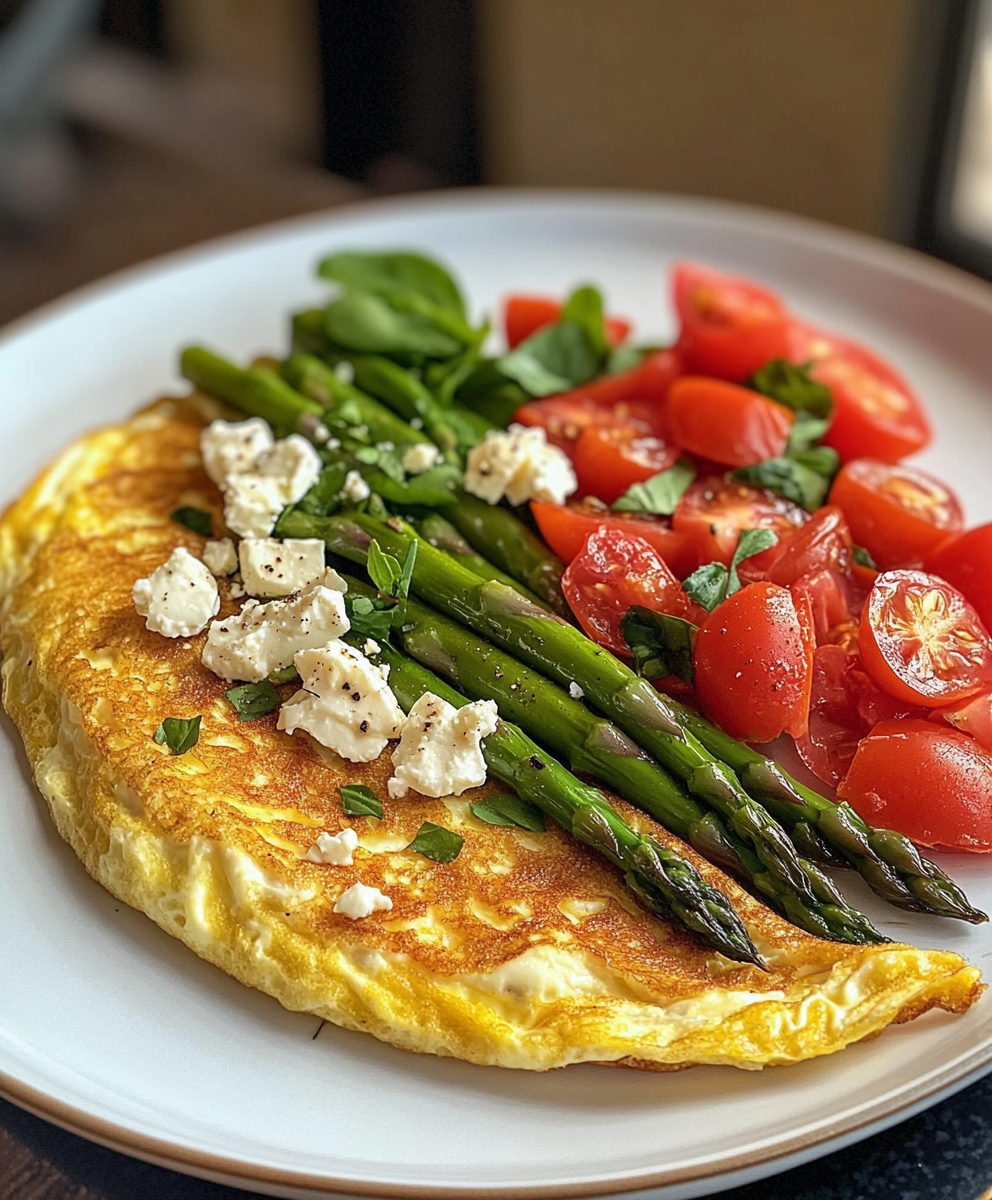 Tortilla Griega con Espárragos y Queso Feta