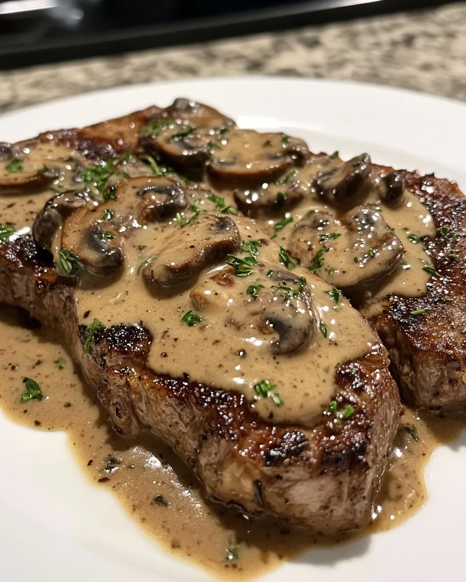 Filetes de Res al Ajo con Salsa de Champiñones