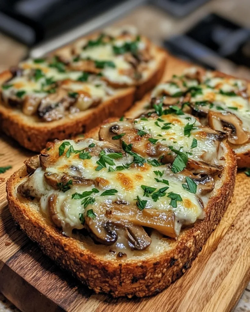 Tostadas de Champiñones y Ajo con Queso