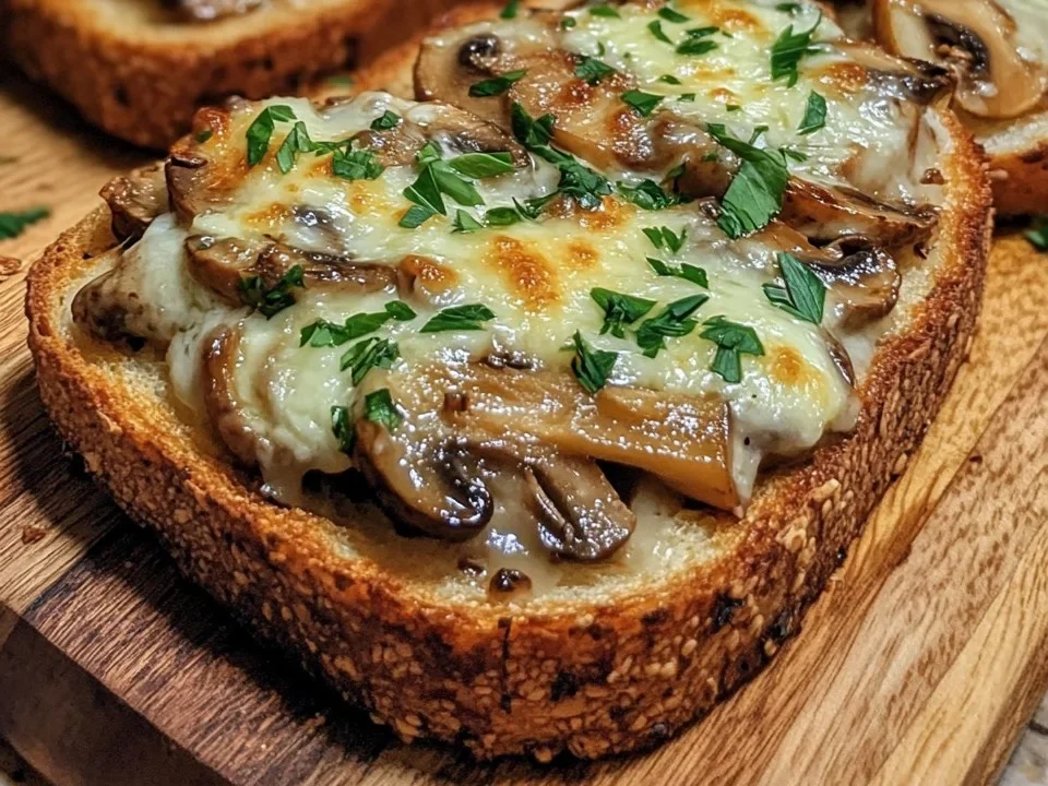 Tostadas de Champiñones y Ajo con Queso