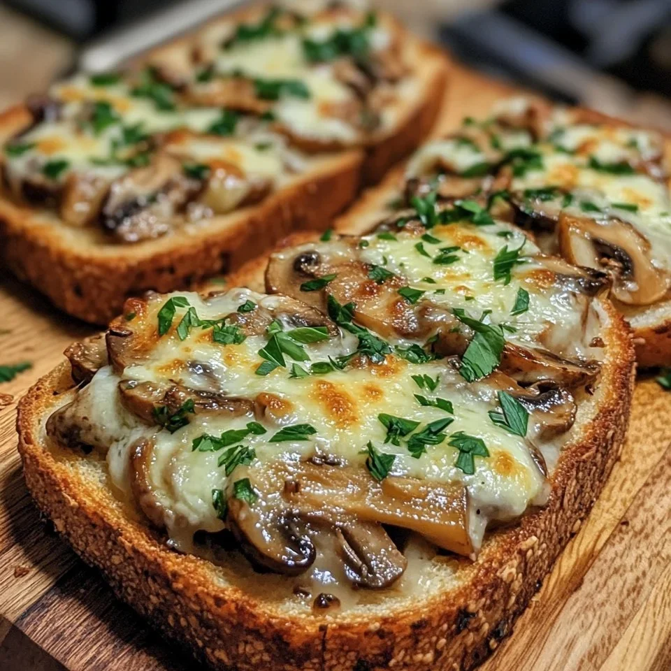 Tostadas de Champiñones y Ajo con Queso