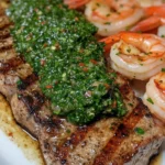 Bistec y Camarones con Salsa Chimichurri