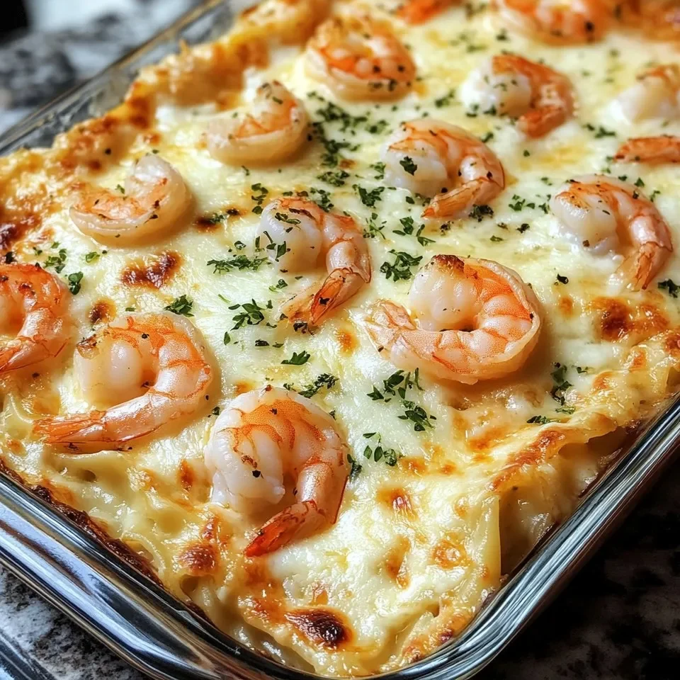 Lasagna de Camarones Scampi con Mantequilla de Ajo