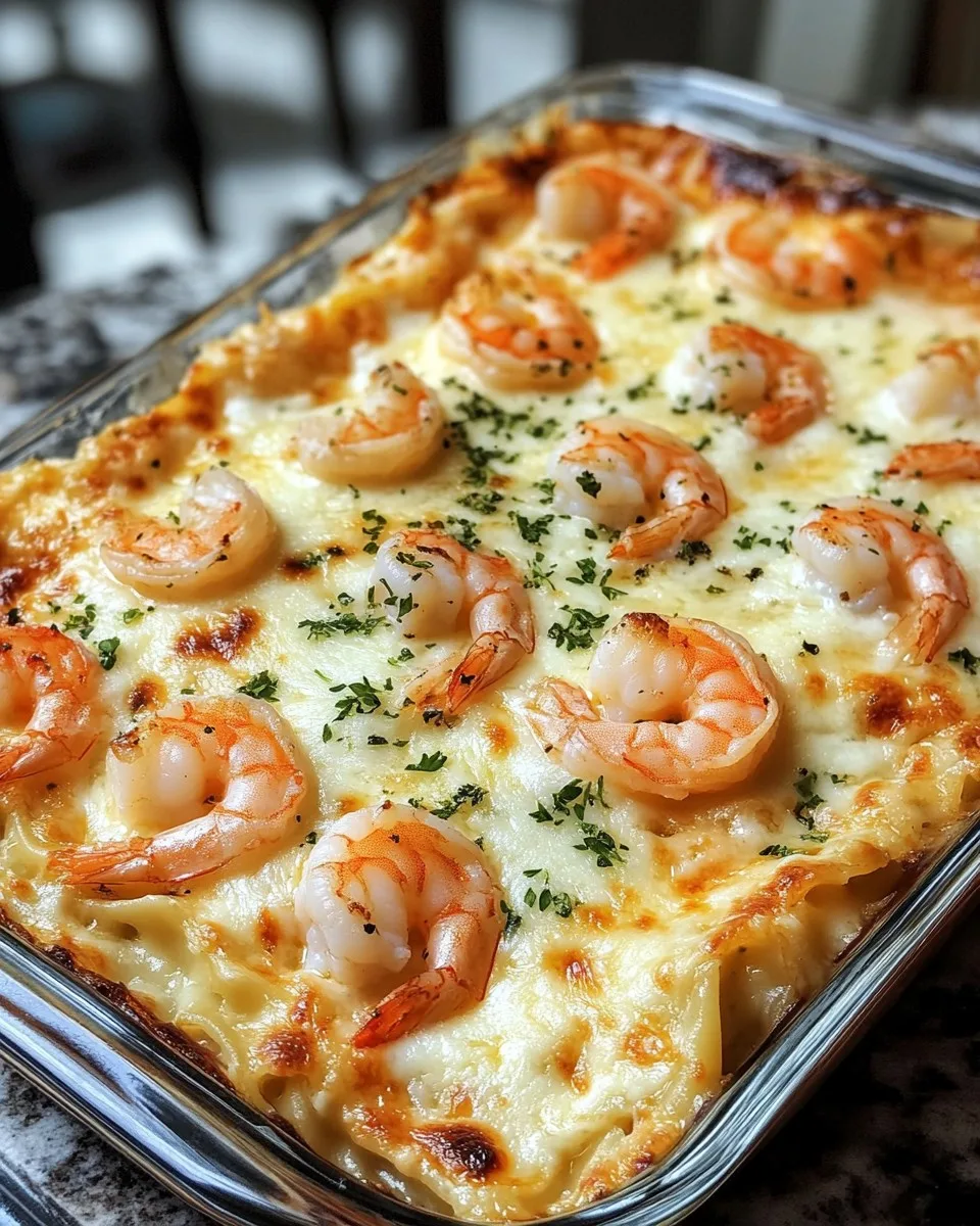 Lasagna de Camarones Scampi con Mantequilla de Ajo
