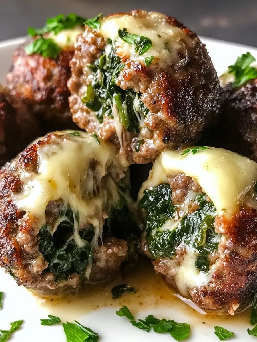 Albóndigas de Espinacas y Ajo Rellenas de Mozzarella