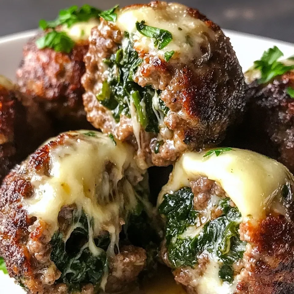 Albóndigas de Espinacas y Ajo Rellenas de Mozzarella
