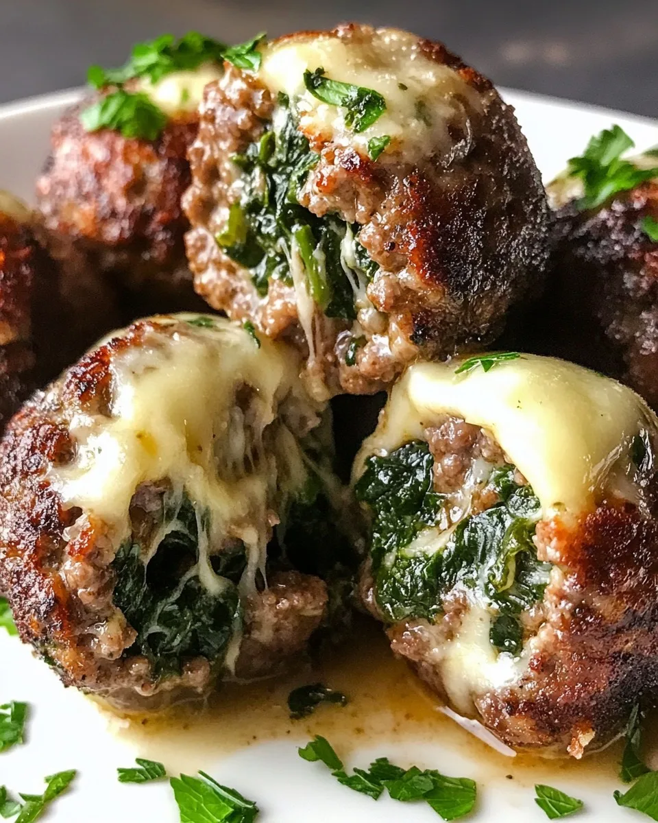 Albóndigas de Espinacas y Ajo Rellenas de Mozzarella
