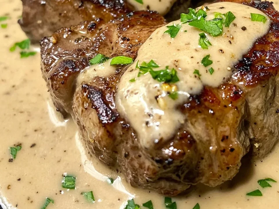 Bistec Jugoso con Salsa Cremosa de Ajo