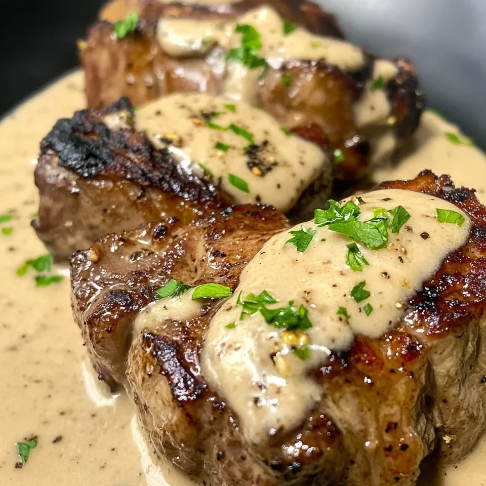Bistec Jugoso con Salsa Cremosa de Ajo