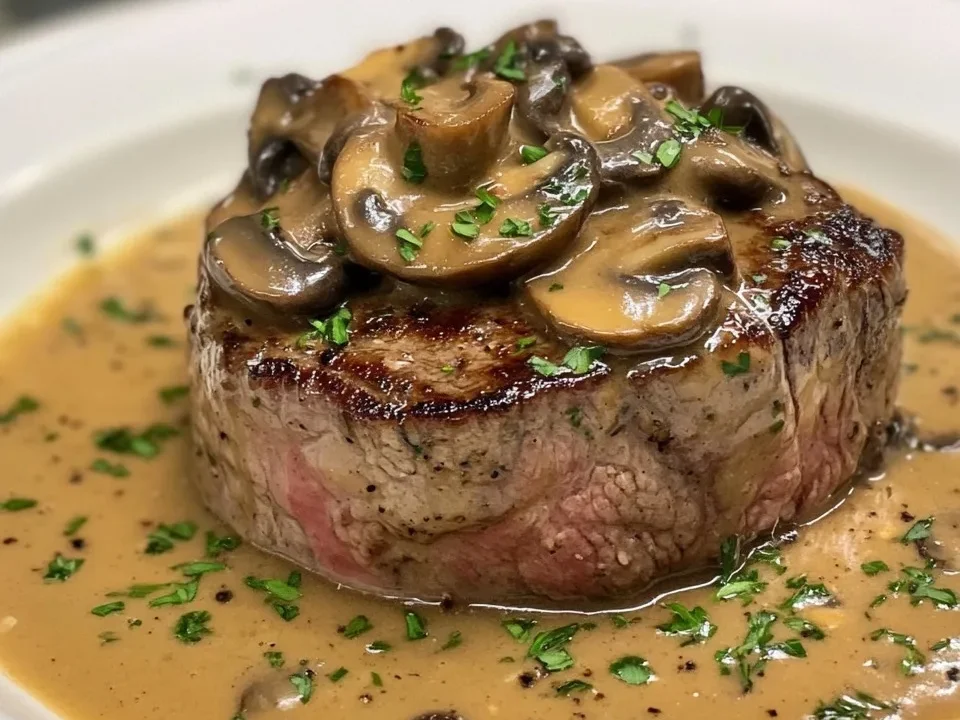 Filete Diana Flambeado Clásico con Salsa de Champiñones