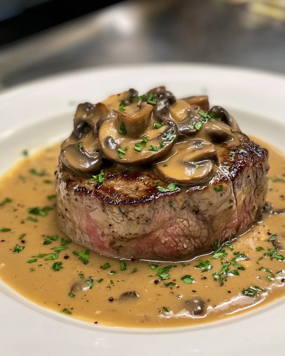 Filete Diana Flambeado Clásico con Salsa de Champiñones