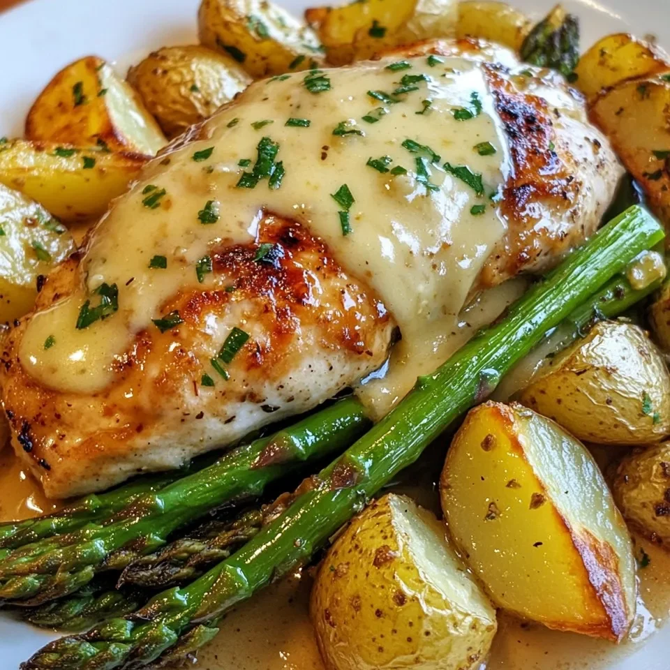 Pollo con Miel y Mostaza con Espárragos Asados y Queso