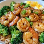 Pollo y Camarones Teriyaki con Brócoli y Arroz Frito