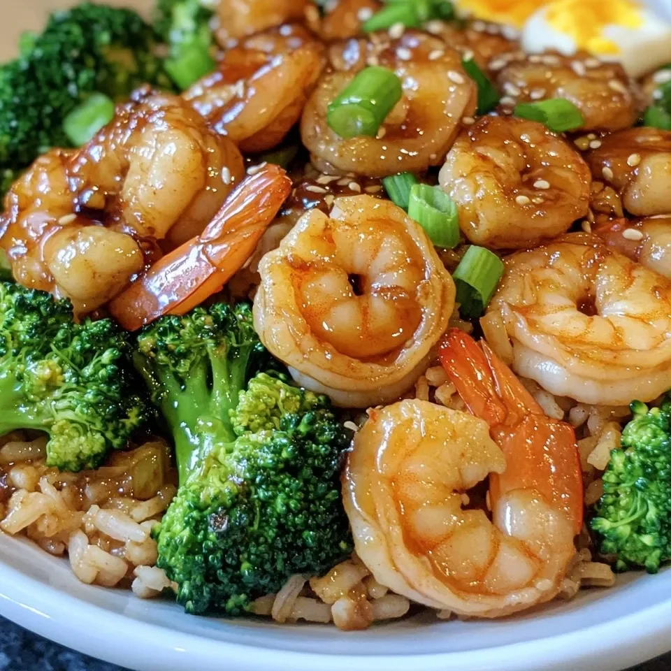 Pollo y Camarones Teriyaki con Brócoli y Arroz Frito
