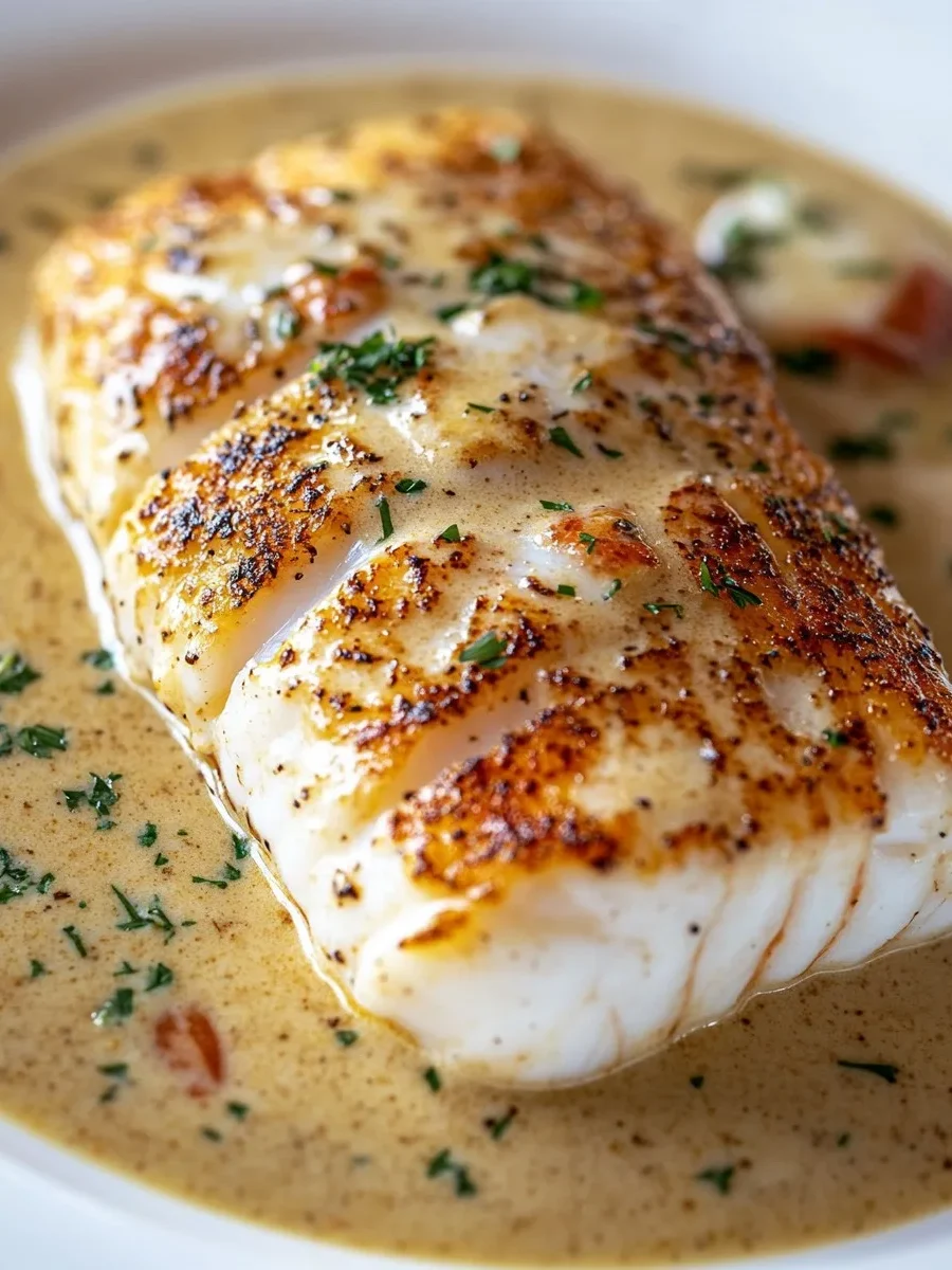 Pargo Sellado con Salsa de Crema de Langosta
