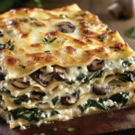 Lasaña cremosa de espinacas y champiñones