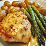 Pollo con Miel y Mostaza con Espárragos Asados y Queso