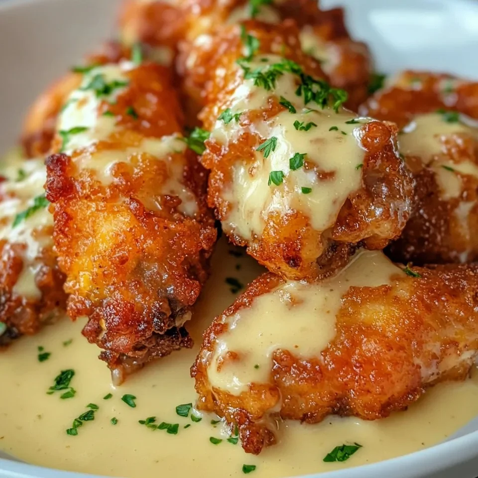 Alitas de Pollo Crujientes en Salsa Alfredo Decadente