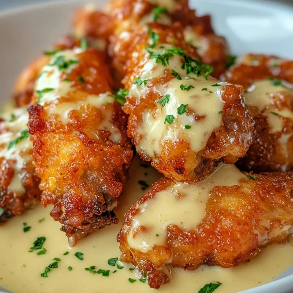 Alitas de Pollo Crujientes en Salsa Alfredo Decadente