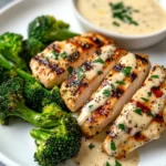 Pollo a la Parrilla con Brócoli y Salsa Cremosa