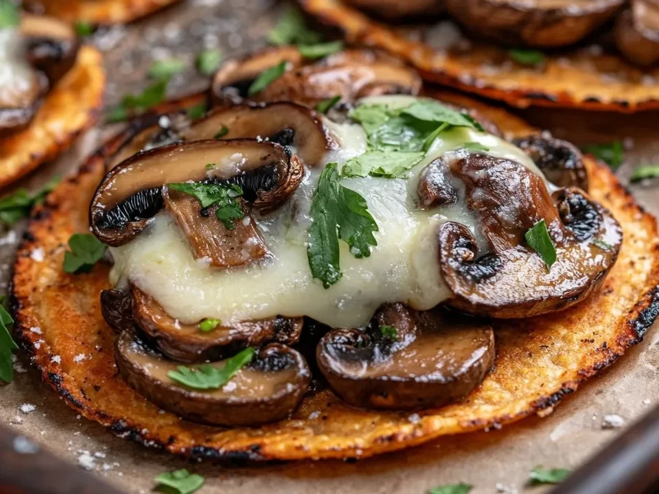 Tostadas de Champiñones y Ajo con Queso