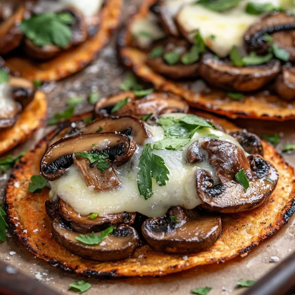 Tostadas de Champiñones y Ajo con Queso