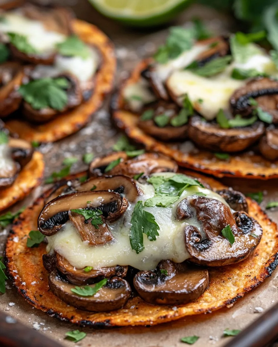 Tostadas de Champiñones y Ajo con Queso