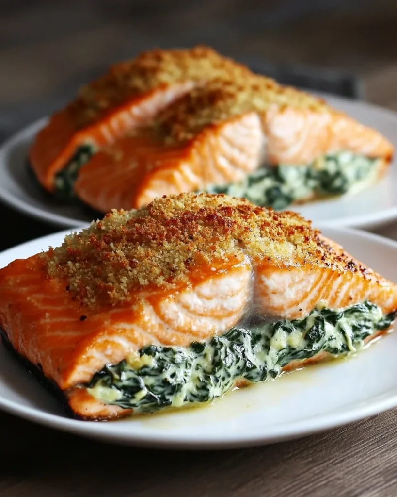 Salmón Relleno de Espinacas Cremosas