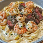 Pasta Cremosa con Camarones y Carne Cajún
