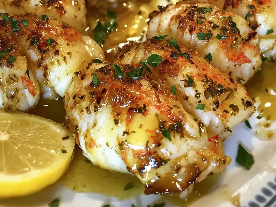 Langostas al Mantequilla de Ajo con Salsa de Limón y Hierbas