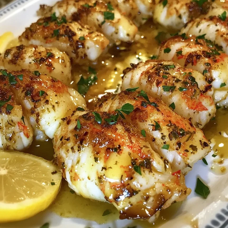 Langostas al Mantequilla de Ajo con Salsa de Limón y Hierbas