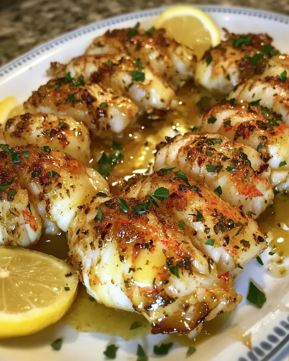 Langostas al Mantequilla de Ajo con Salsa de Limón y Hierbas