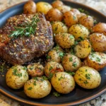 Carne Asada y Papas con Condimento de Hierbas
