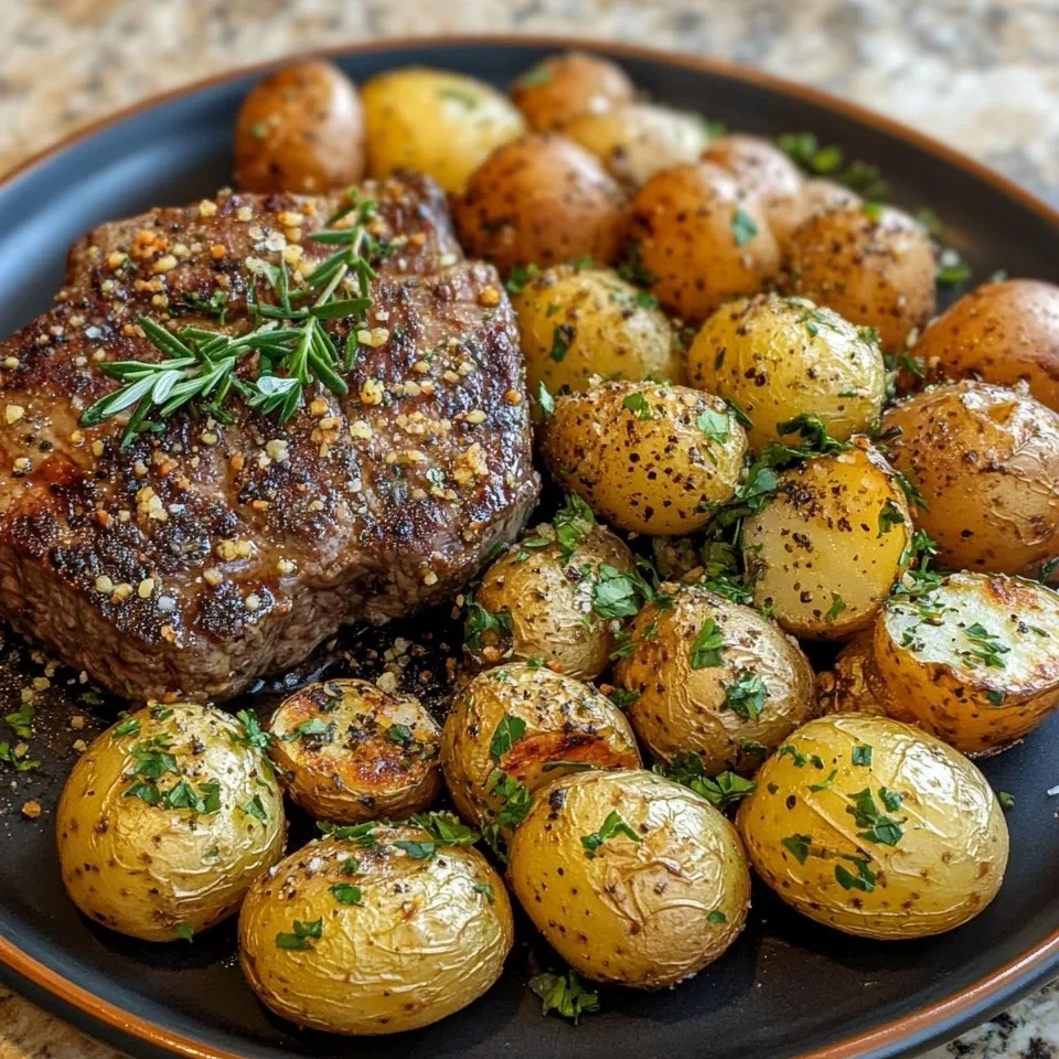 Carne Asada y Papas con Condimento de Hierbas