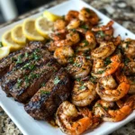Camarones Cajún Picantes y Cena de Bistec a la Parrilla