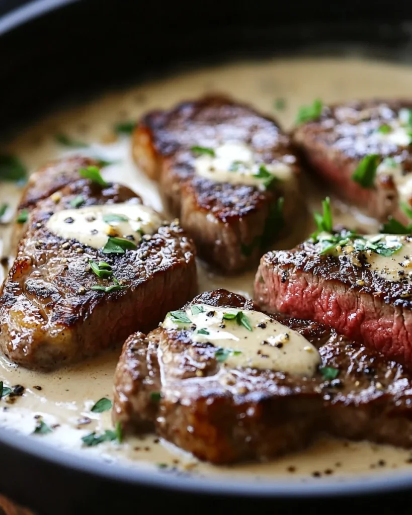 Filete con Salsa de Crema de Ajo