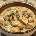 Sopa de Pollo con Champiñones Cremosa de Ajo y Parmesano
