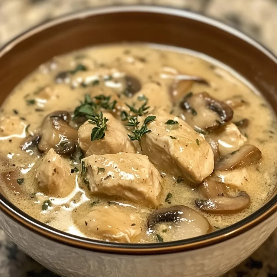 Sopa de Pollo con Champiñones Cremosa de Ajo y Parmesano