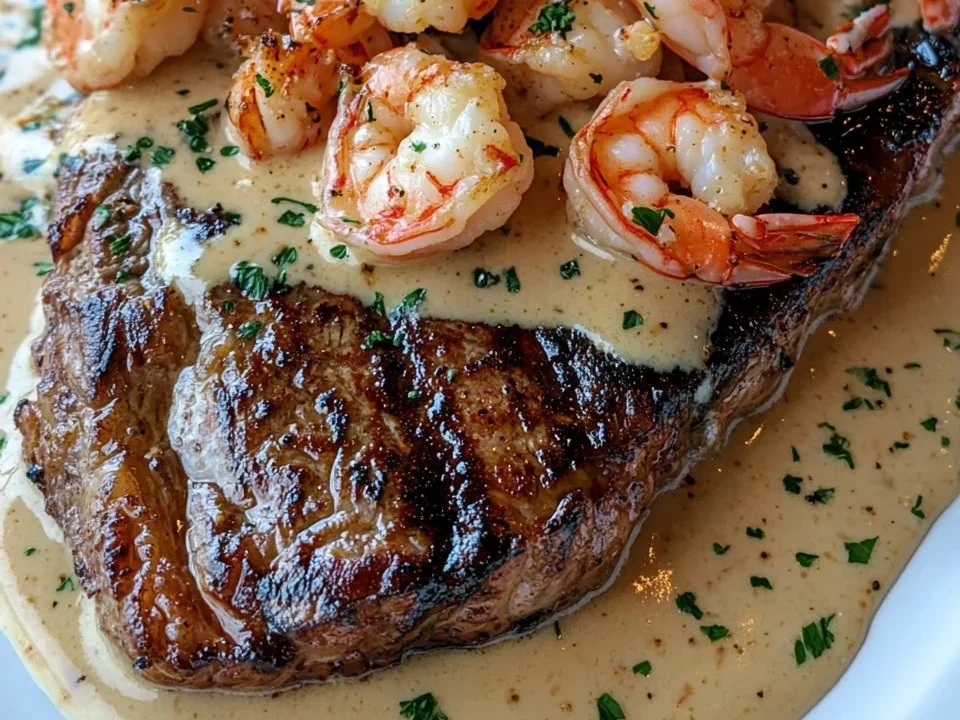 Bistec con Salsa Decadente de Camarones y Langosta