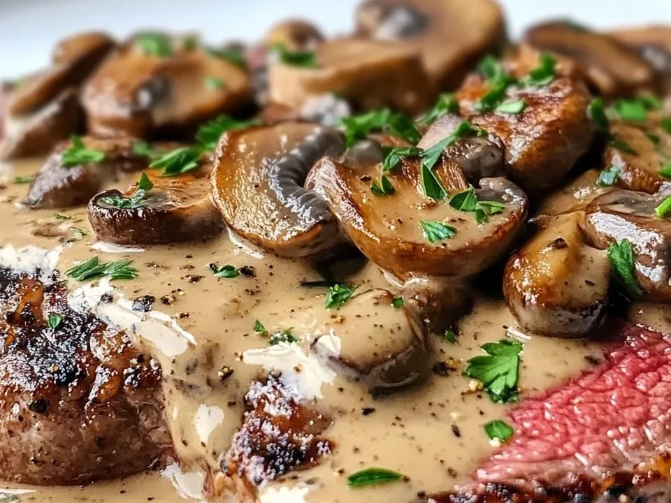 Steak Diane con Salsa Cremosa de Champiñones