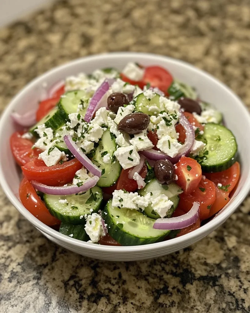 Ensalada Griega de Pepinos, Tomates y Cebollas