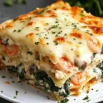 Lasagna de Camarones al Ajo con Espinacas y Champiñones