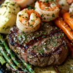 Surf and Turf con Ajo y Hierbas con Salsa de Mantequilla de Limón
