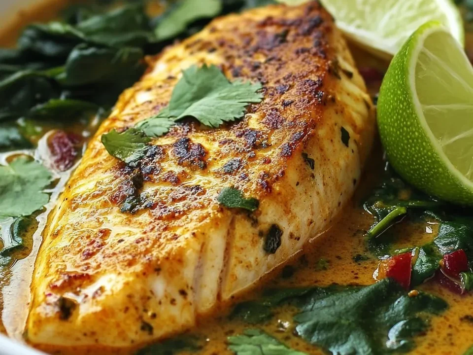 Curry de Pescado con Coco y Espinacas