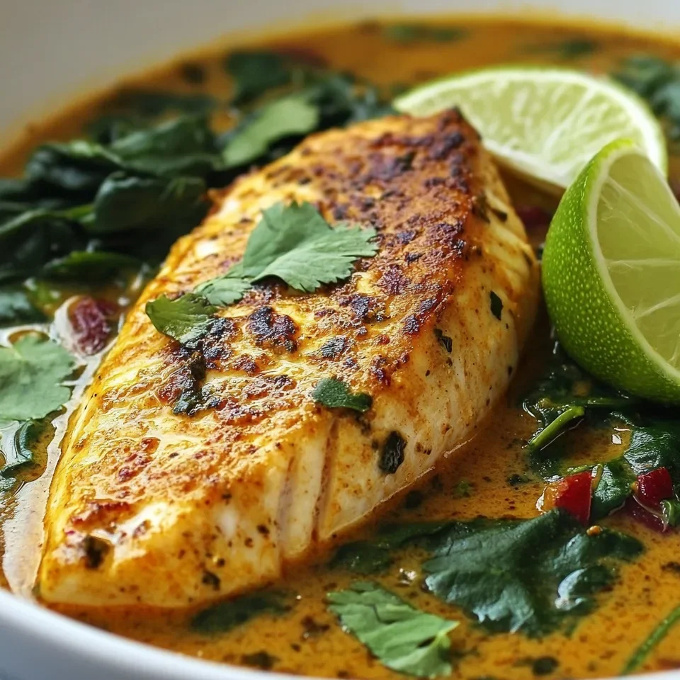 Curry de Pescado con Coco y Espinacas