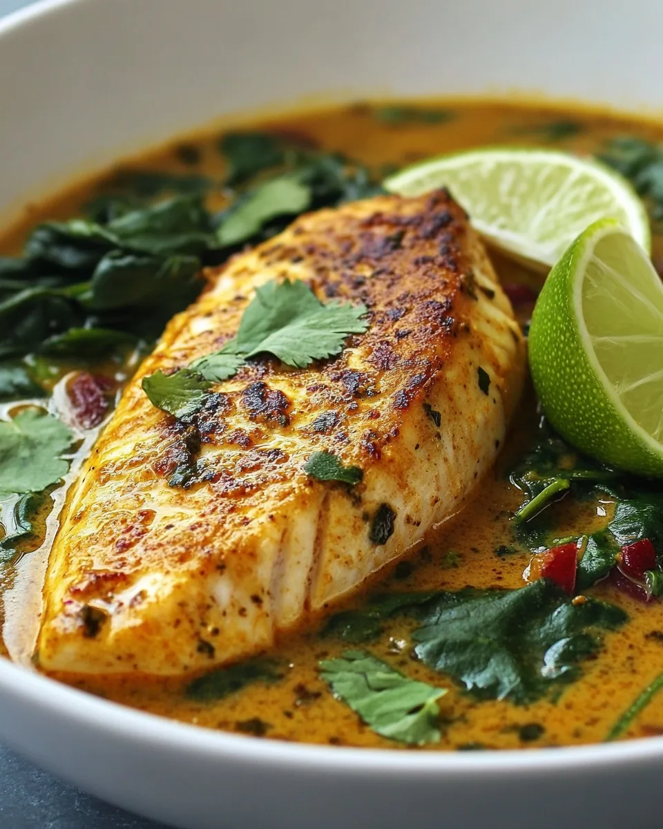 Curry de Pescado con Coco y Espinacas