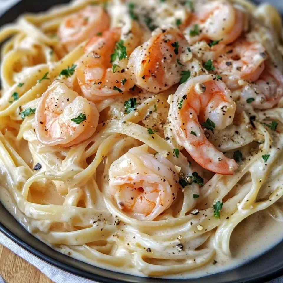 Fettuccine Alfredo con Salmón y Camarones Cremosos