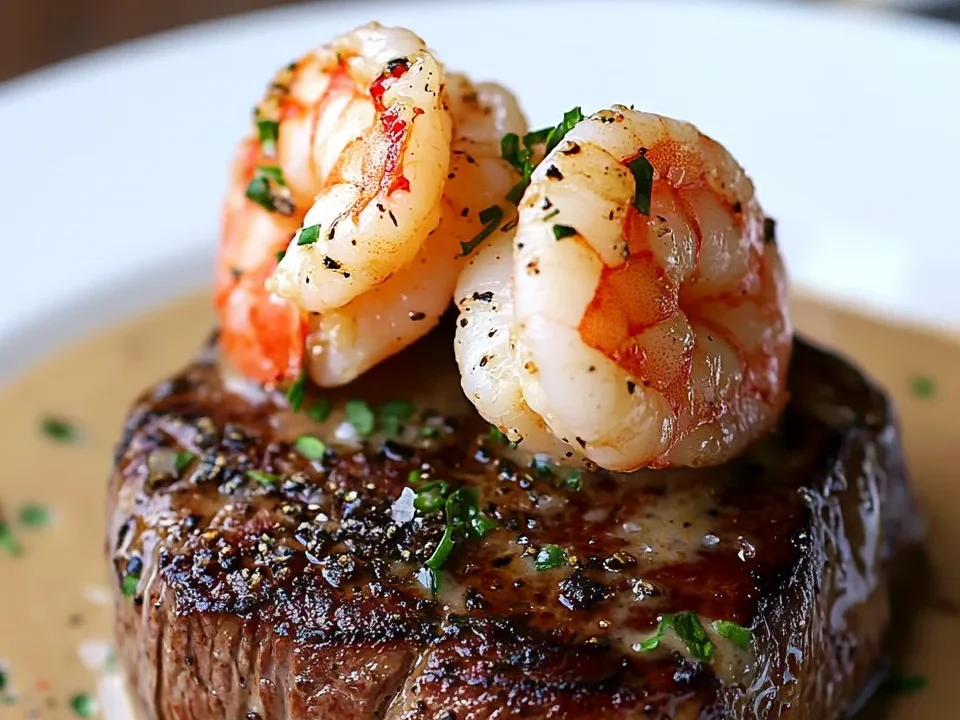 Surf and Turf: Filete Mignon con Camarones y Salsa Cremosa de Langosta