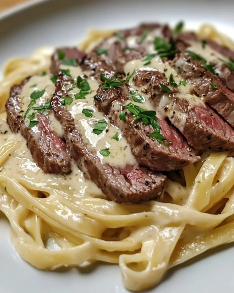 Fettuccine Alfredo con Gorgonzola y Carne
