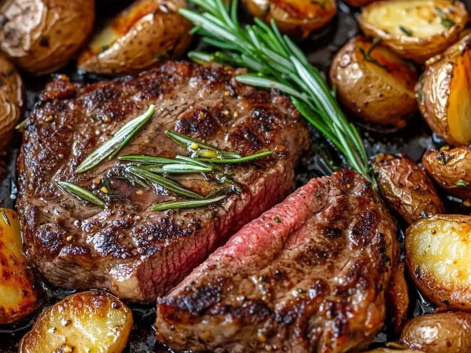 Salteado de Carne y Patatas con Mantequilla de Ajo